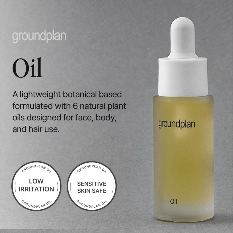 groundplan Oil 0.68 fl oz – Botanical Facial Oil with 6 Natural Plant Oils, Lightweight Hydration & Nourishment for Face, Body & Hair, EWG Green Rated
