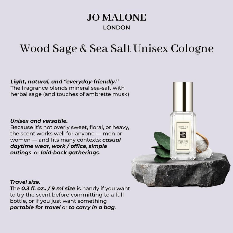 Jo Malone Wood Sage & Sea Salt Cologne Deluxe Sample, 0.3 fl.oz./ 9 ml