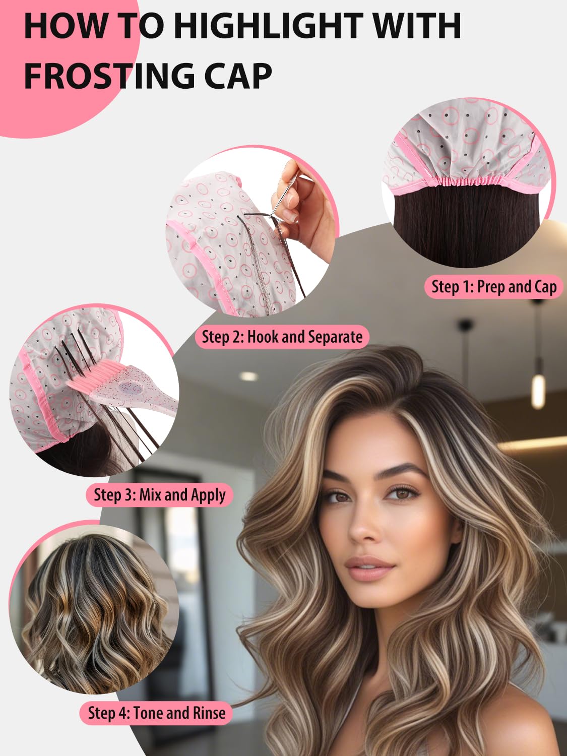 YOOVR 19PCS Hair Bleach Highlighting Kit - Complete Set with Brush, Bowl, Gloves & Frosting Cap for Home Salon Use