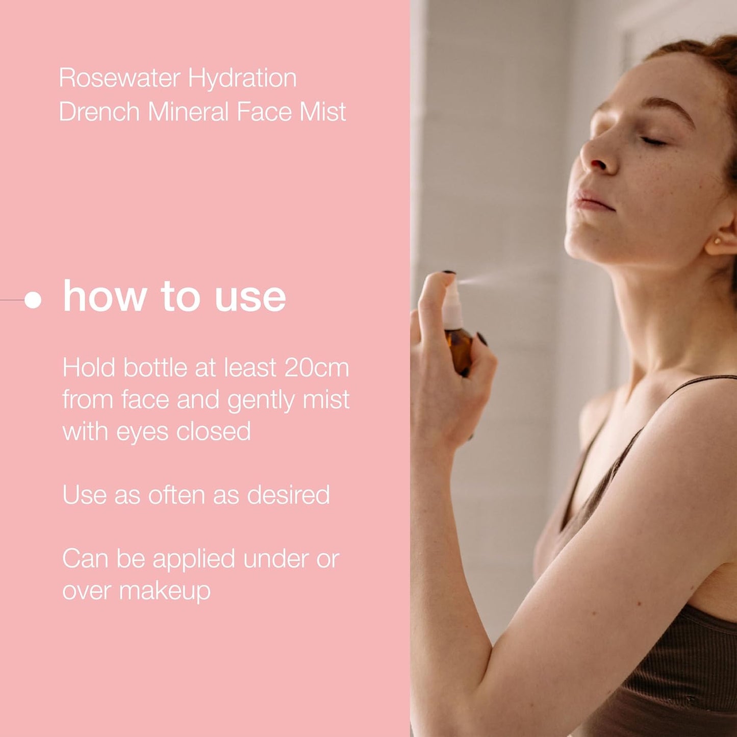 Rosewater Hydration Drench Face Mist - Mineral Moisturizer for All Skin Types | 6.7 oz Makeup-Safe Spray