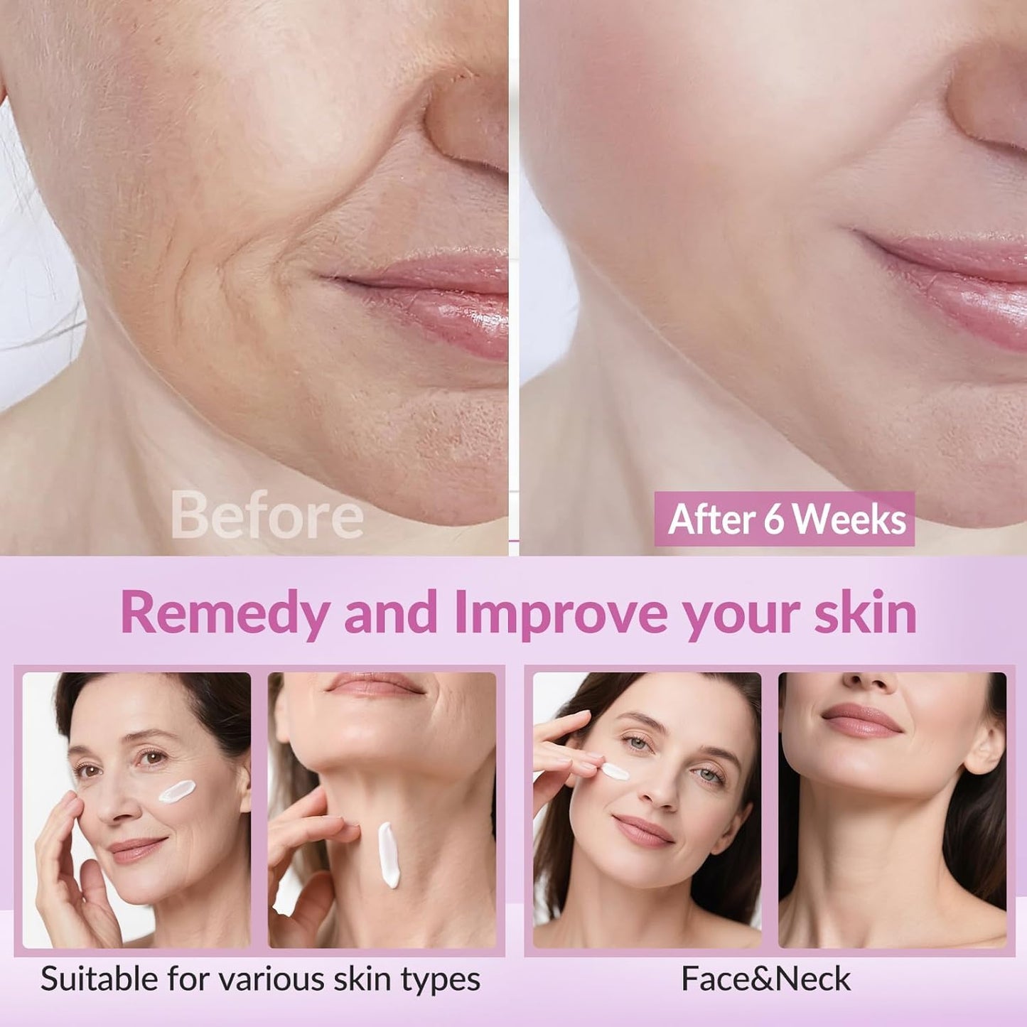 VicGFHS Neck Firming Creams for Tightening and Firming, Moisturizer Face Cream with Collagen, Hyaluronic Acid, Day & Night Anti-Aging Skin Tightening Cream for Neck, Décolleté & Face – 1.7Fl Oz