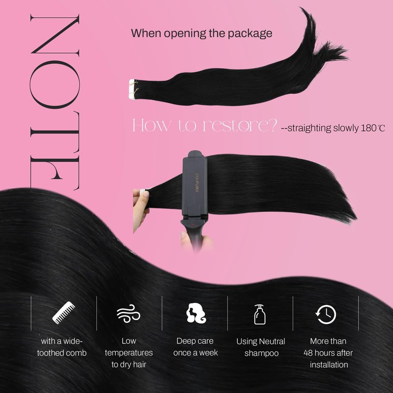 Moresoo Black Tape in Hair Extensions Human Hair Invisible PU Tape in Extensions Straight Glue in Extensions Remy Human Hair Extensions Glue in Straight Hair 18 Inch #1 20pcs 50g