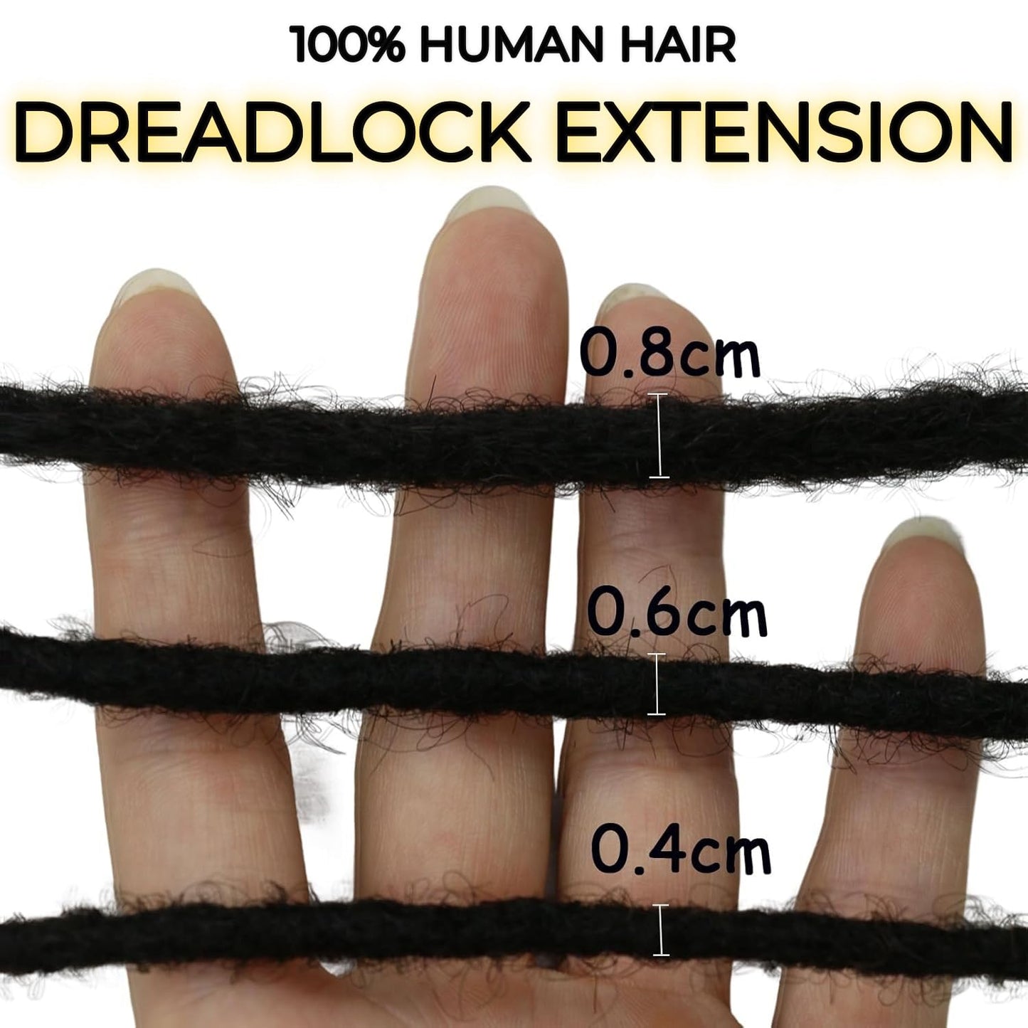 0.4cm & 0.6cm Width, 4-14 Inches10, 30, 60, 100 Strands Options 100% Real Human Hair Dreadlock Extensions for Men/Women/Kids, Handmade Permanent Loc Extension Bundles (0.4cm, 6inches, 30Strands)