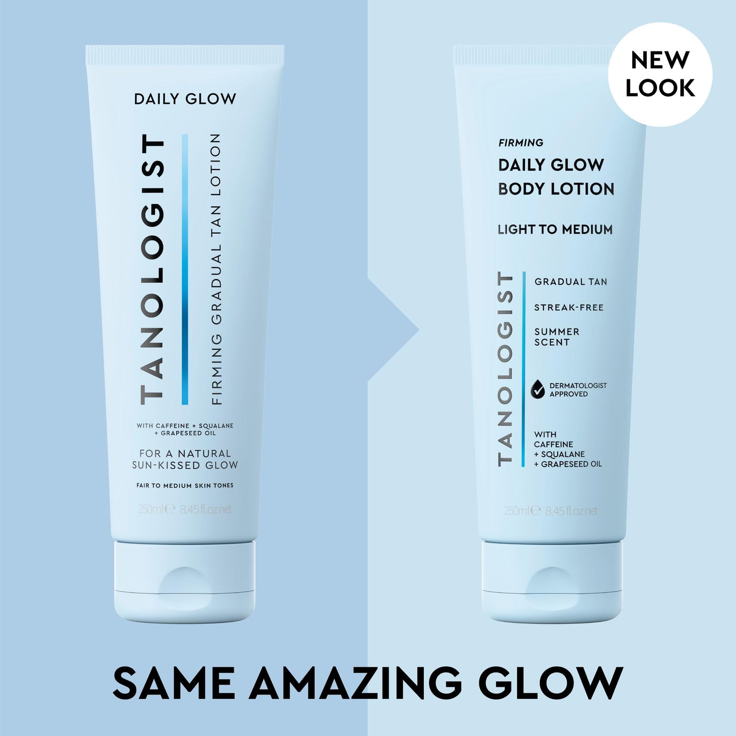 Tanologist Firming Daily Glow Body Lotion, Light/Medium, Gradual Tanning Lotion, No Fake Tan Smell, Streak-Free & Natural-Looking Self Tanner, Vegan, 8.45 fl. oz/250 ml Tube