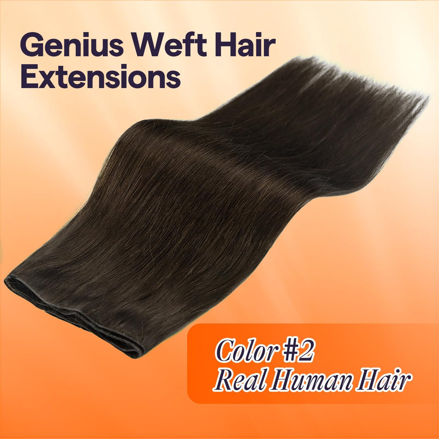Full Shine Genius Weft Hair Extensions Hair Weft Extensions Brown Hair Extensions Sew In 16 Inch 50G Hand Tied Weft Real Human Hair Sew In Extensions Straight Hair