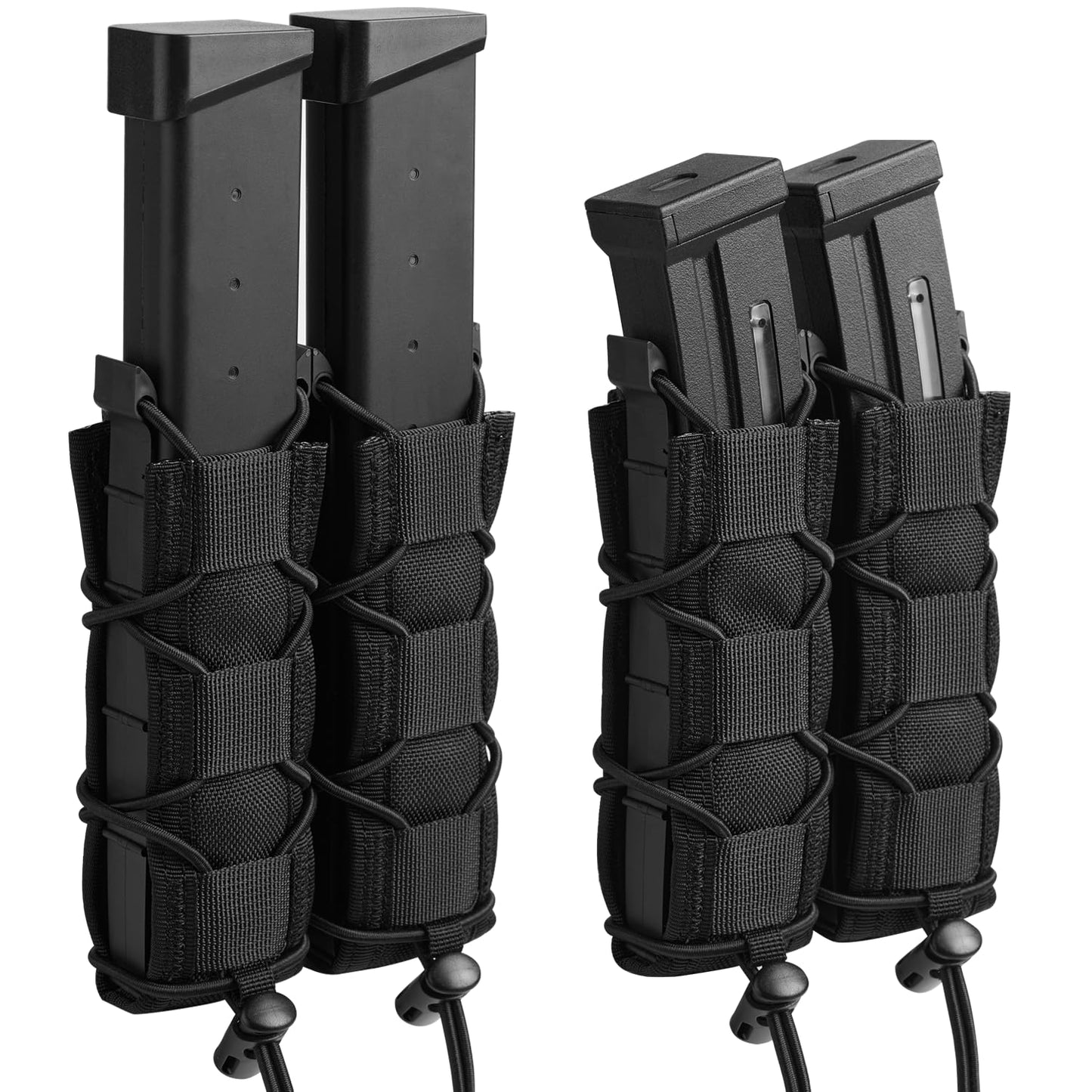 2pc Double Stack Extended Mag Pouch Holster Carrier for MP5 MP7 MP9 Glock to Tactical Duty Belt and Molle