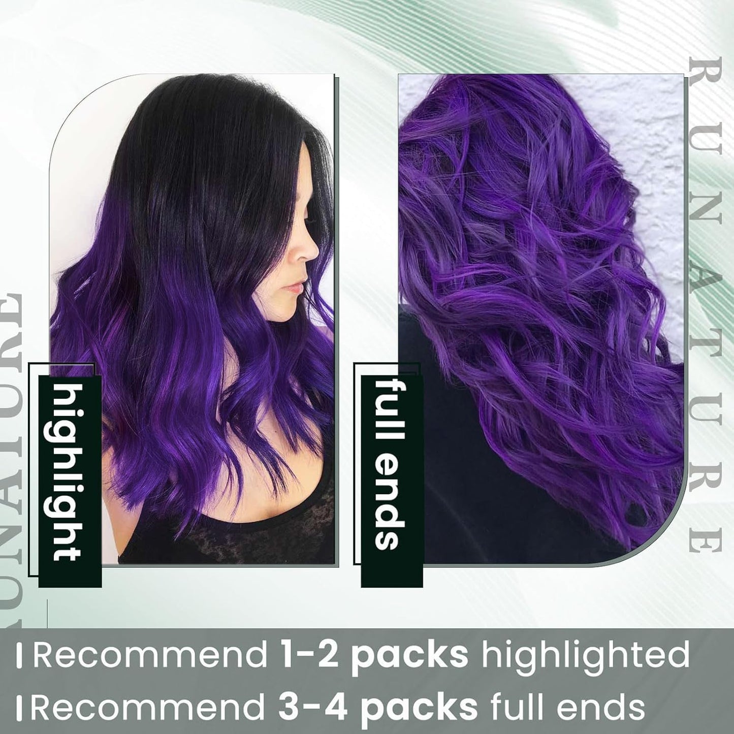 RUNATURE I Tip Hair Extensions - Purple Highlight Human Hair | 16 Inch, 20g, Soft & Smooth for Easy Maintenance