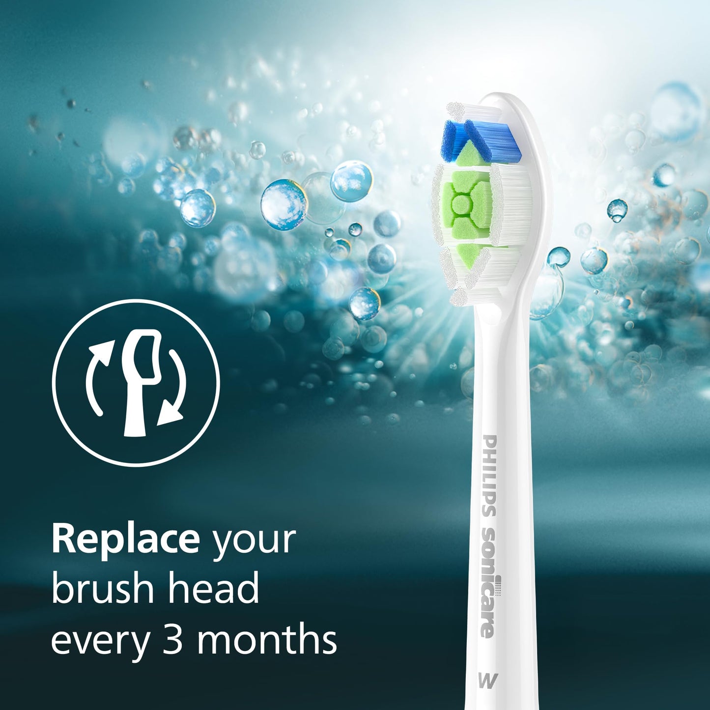 Philips Sonicare Genuine W DiamondClean Replacement Toothbrush Heads, 2 Brush Heads, White, HX6062/65