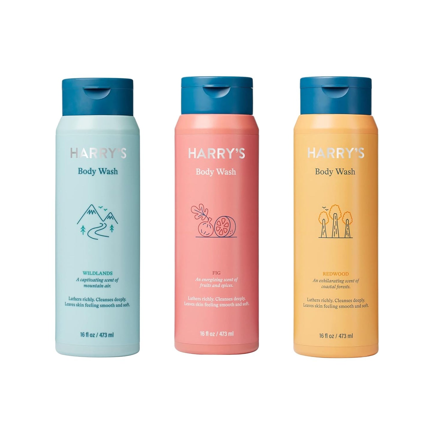 Harry's Men's Body Wash Shower Gel - Variety Pack with Fig, Wildlands & Redwood | 3 Bottles