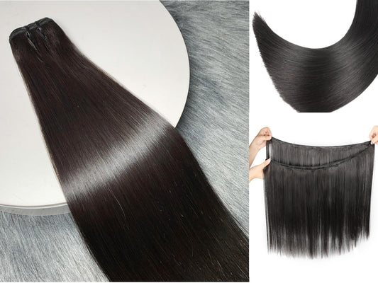 Blisshair Sew In Hair Extensions Real Human Hair 8 Inch Weft Hair Extensions Full Head Double Weft SDD Burmese Bone Straight Hair Single Bundle for Women 100g Natural Color (Straight, 8inch)