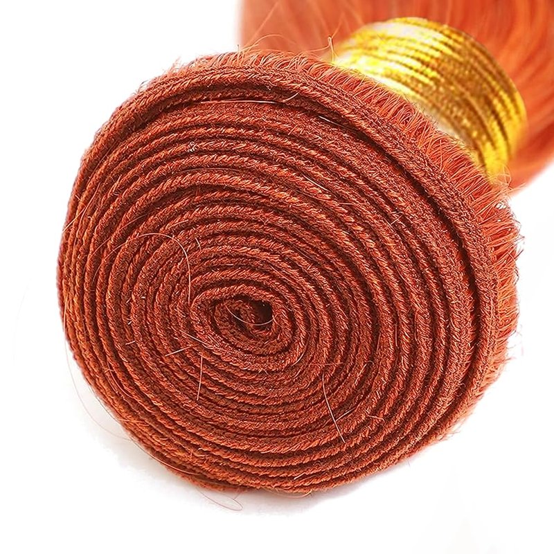 Ginger Bundles Human Hair - 350 Deep Wave Remy Hair Extensions | 8-10-12 Inch Orange Bundles for Women
