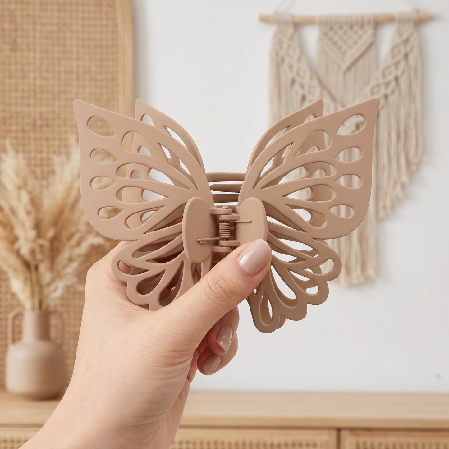 LALADEFIEE Butterfly Hair Clips Set of 8 Large Jaw Clips for Women and Girls Matte Finish Hair Barrettes Strong Hold