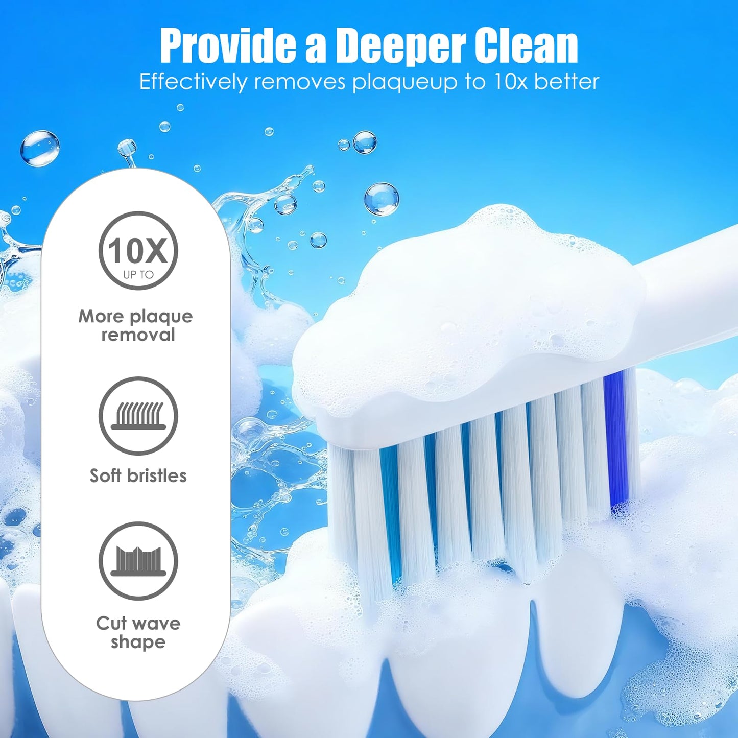 Replacement Toothbrush Heads,Compatible with Philips Sonicare Click-on Electric Toothbrush Handles,8 Pack Replacement Heads for Philips Sonicare C1 C2 G2 5100 6100 Brush