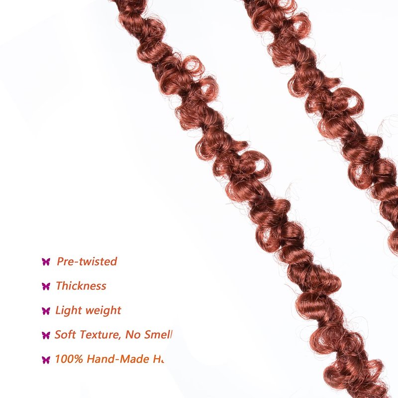 ZRQ Copper Red 30 Inch Butterfly Locs Crochet Hair 6 Packs Pre-looped Long Distressed Butterfly Faux Locs Hair Ginger Goddess Soft Locs Crochet Braids Hair Extensions (30 Inch, 350#）