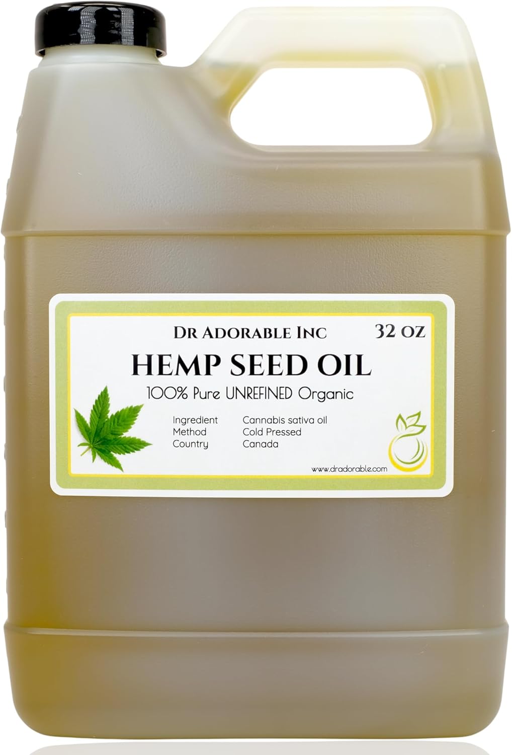 Hemp Seed Oil - 32 oz Unrefined Organic Cold Pressed - 100% Pure Natural