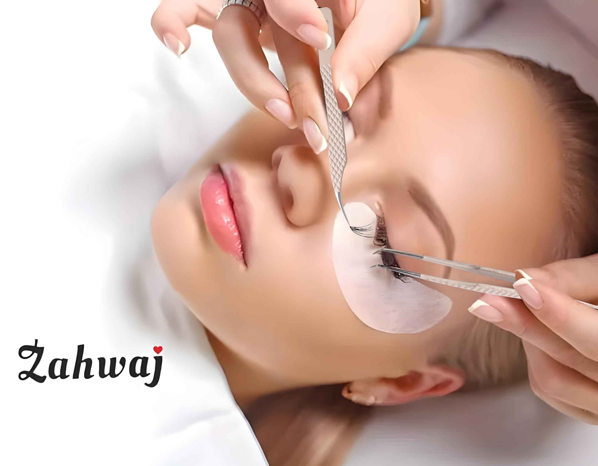 ZAHWAJ Fiber Tip Lash Tweezers - Set of 5 Diamond Grip Eyelash Extension Tweezers, Japanese Stainless Steel Tweezers Set for Volume, Isolation & Classic Lashes (Beige)