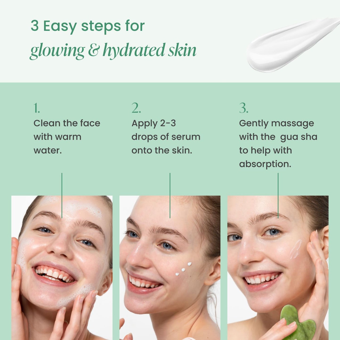 PLANTIFIQUE Massage Set: Jade Gua Sha & Korean Face Serum for Glowing Skin