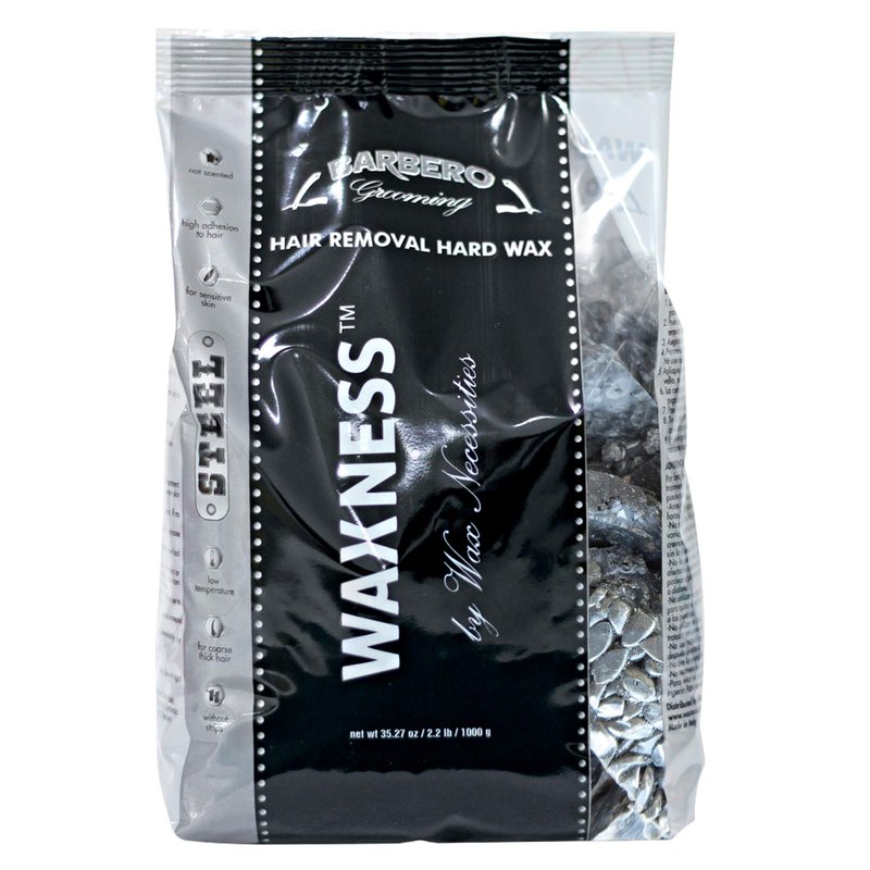 Waxness Barbero Steel Hard Wax Beads 2.2 lb (1 kg) – Stripless Hard Wax for Men’s Grooming, Effective on Coarse Hair, Smooth Application, Professional Use – Made in Italy