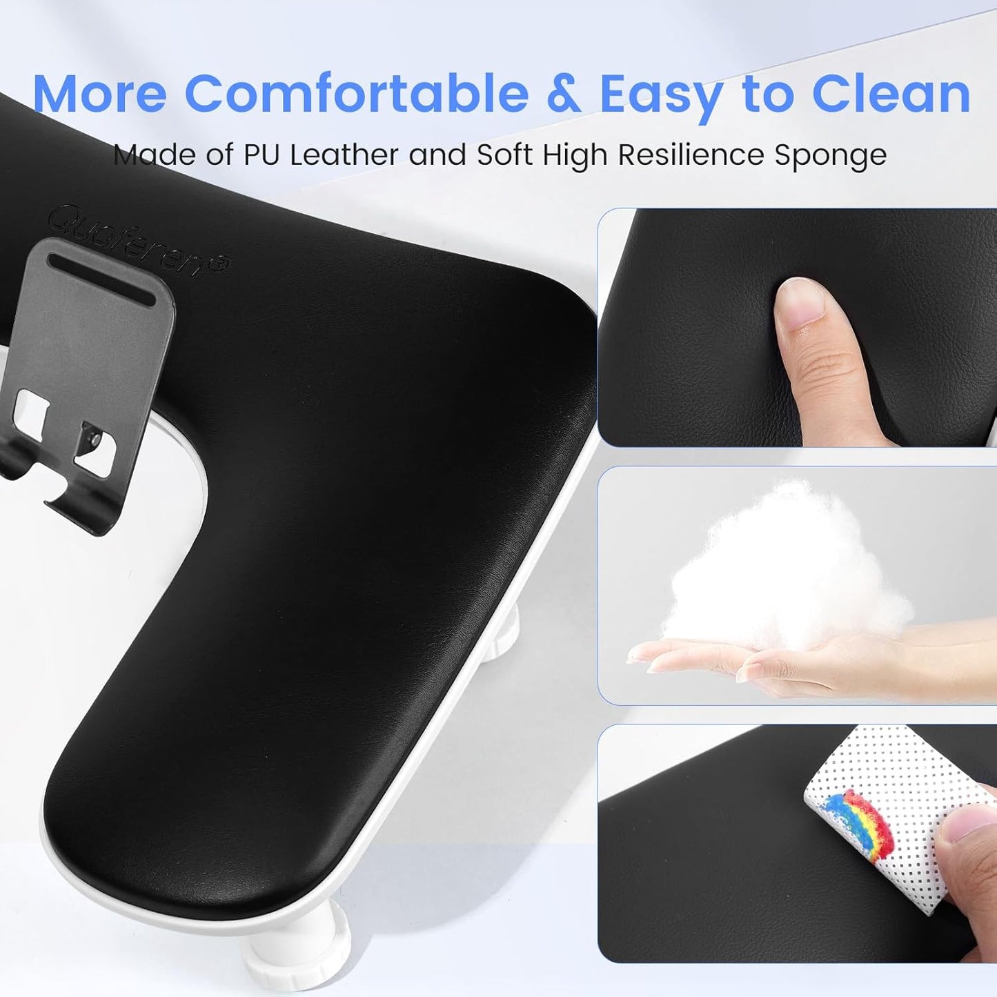 Manicure Nail Arm Rest - 3rd Gen Adjustable U-Shaped Hand Pillow with Rotating Phone Stand | Black