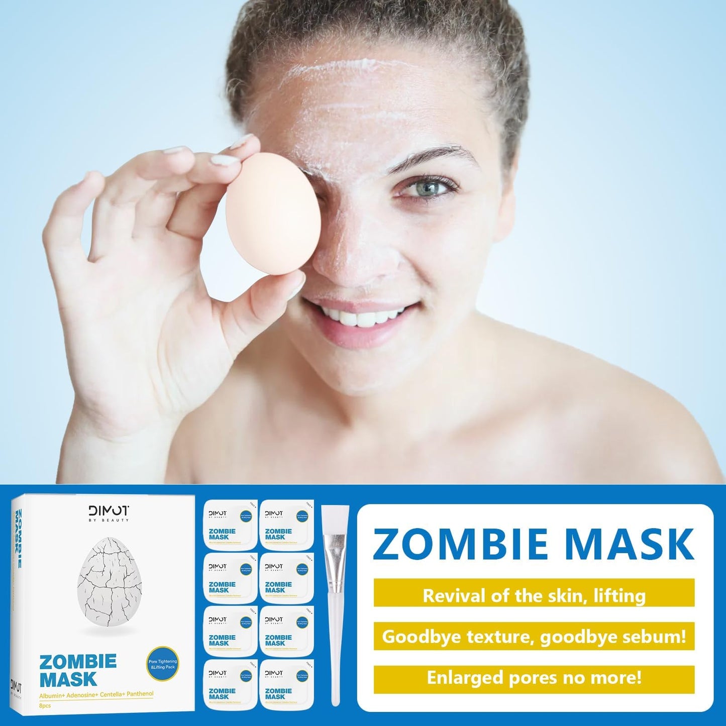 2PCSZombie Mask,Zombie Facial Mask, Zombie Face Mask, Hydrating Skincare Face Mask, Pore Tightening & Lifting Deep Cleansing Clay Mud Mask (2Box)