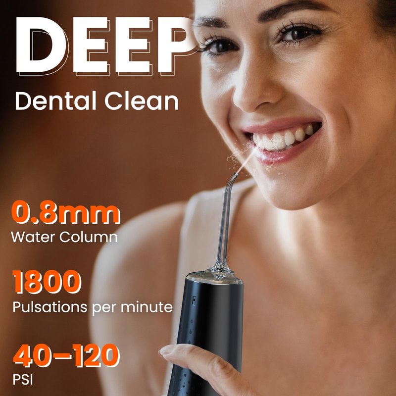 Water Dental Flosser Pick for Teeth: 300ML Portable Oral Irrigator, Rechargeable Travel Irrigation Cleaner Professional Electric Flossing Machine Power Flossers & Irrigator Accessories IPX7 Waterproof