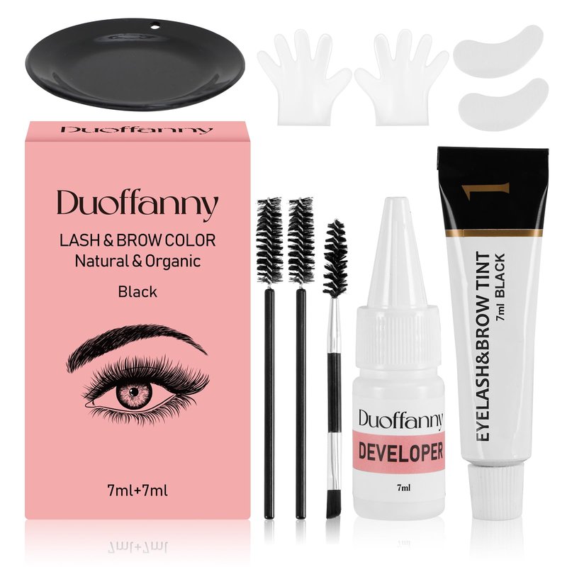 2-In-1 Eyebrow & Eyelash Color Kit - DIY Lash and Brow Tinting at Home, Professional Salon Quality Results, Long-Lasting Eyebrow Color for Natural Look, 7ml (Natural Black)