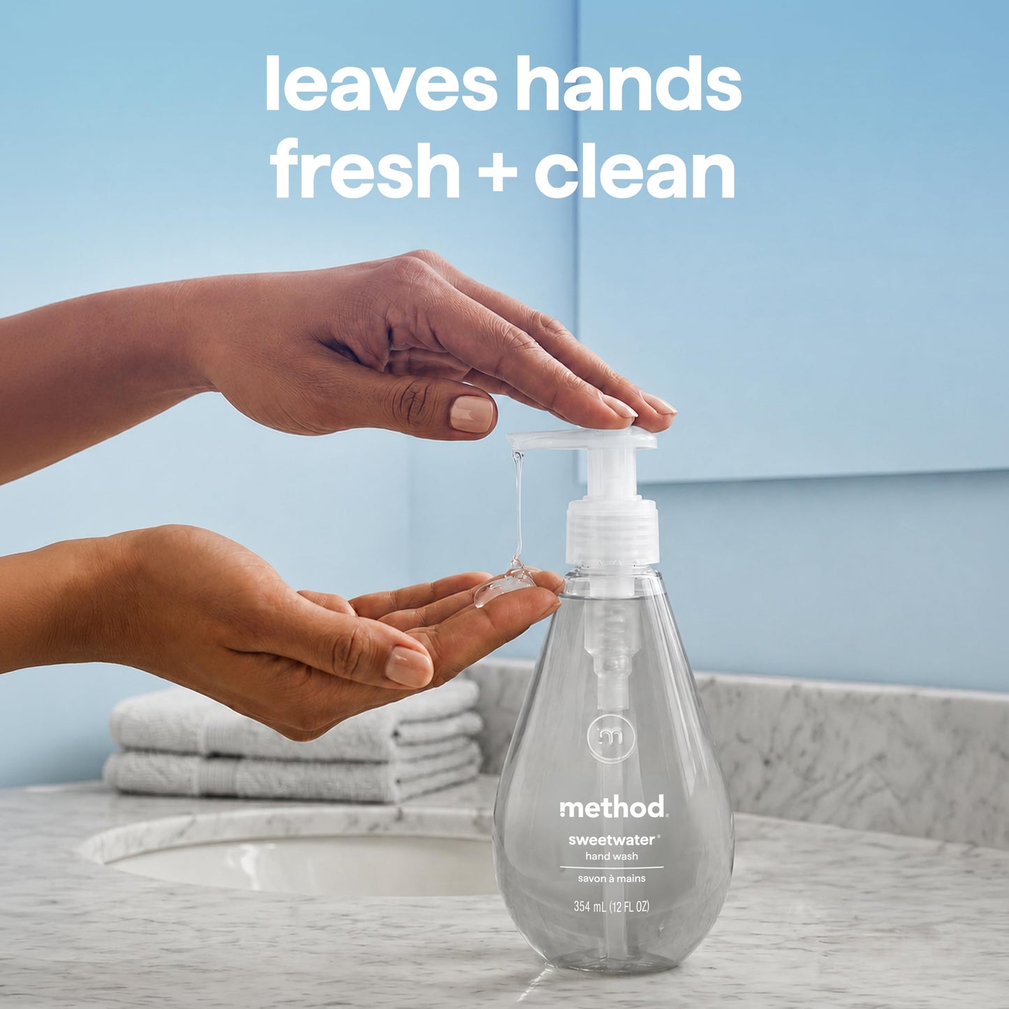 Method Gel Hand Wash Refill, Sweet Water - Refills Up to 3X, Made without Parabens, Dewy Lemon Leaf, Grapefruit & Star Jasmine Notes, 34 fl oz, 4 pack