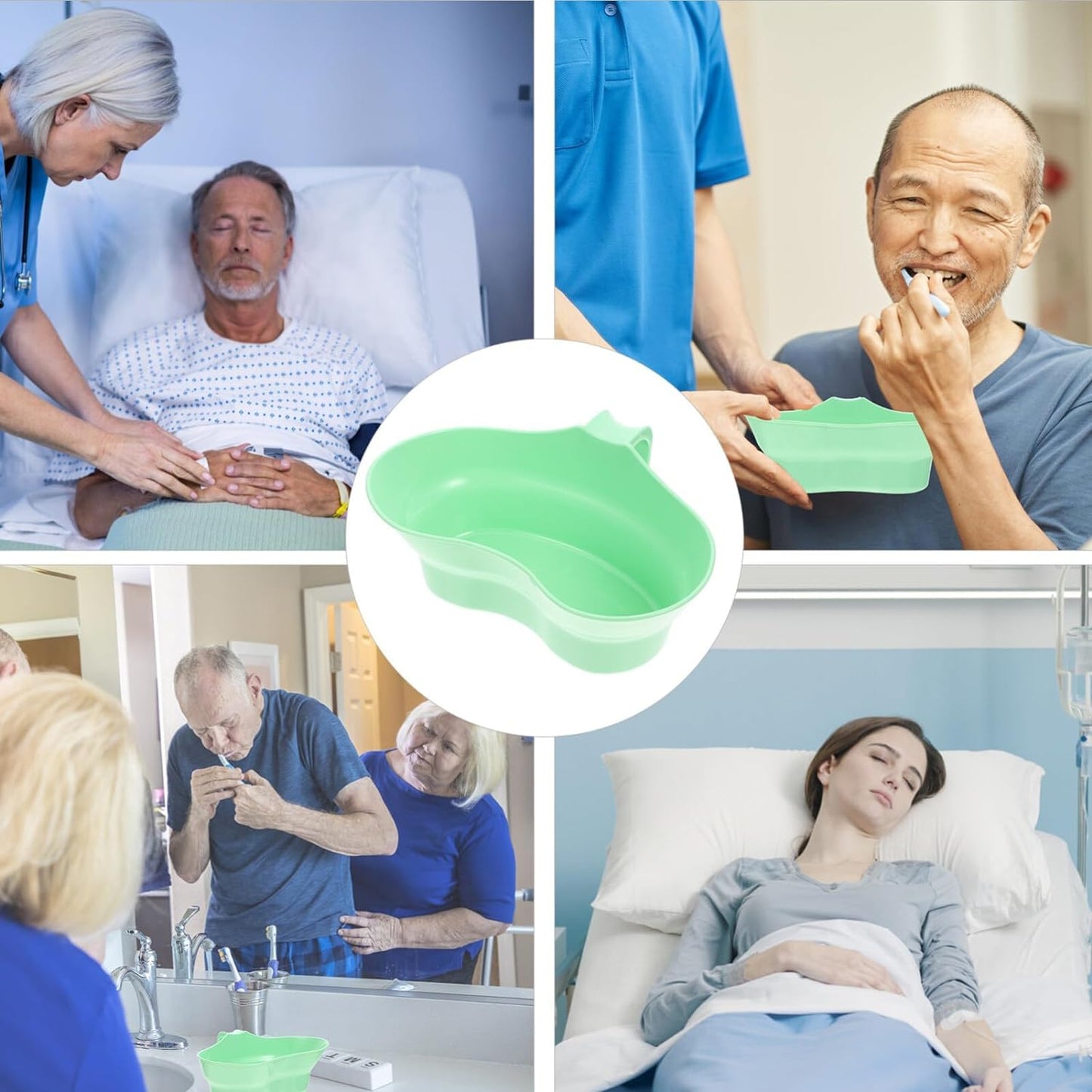 Green Emesis Basin, 1Pcs Plastic Spit Cup Toothbrush Cup Holder Large Plastic Bowl Wash Basin Toothbrush Tray Toothbrush Cup with Handle for Oral Care Elderly Patients