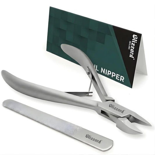 Blizzard Ingrown Toenail Clippers - Podiatrist Toenail Clippers for Thick Nails for Seniors - Ingrown Nippers for Men - German Steel Podiatry Tool with Toenail File - 13cm Concave Head