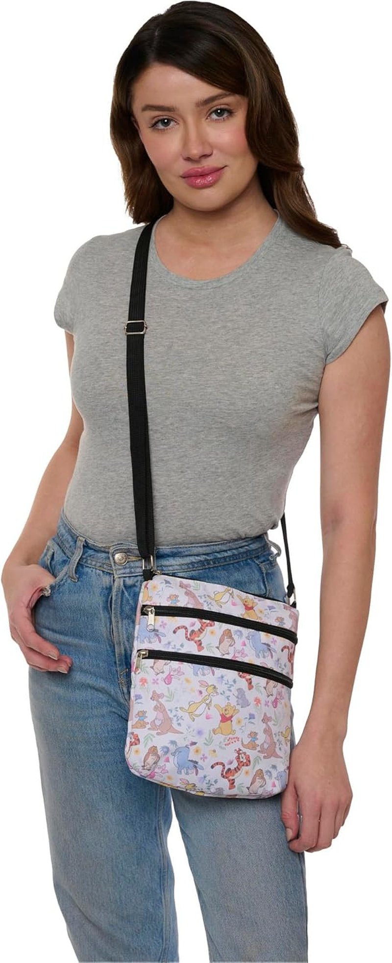 Winnie the Pooh Crossbody Bag - Stylish Travel Passport Holder | Beige Design