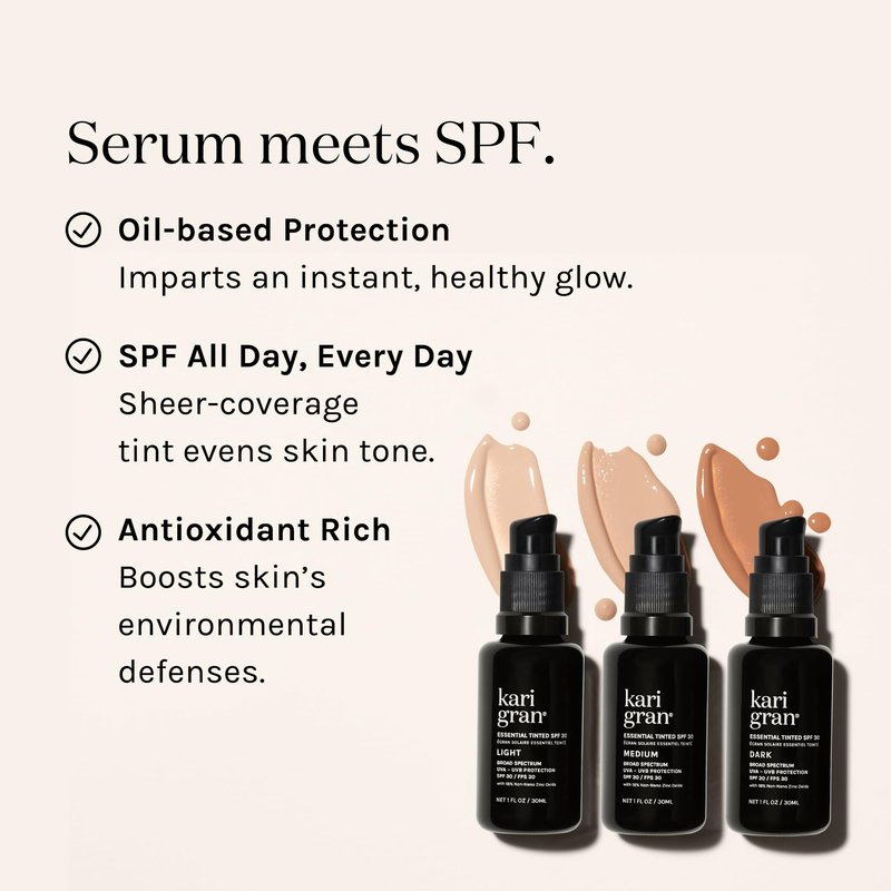Kari Gran Essential Tinted SPF, Anti-Aging Tinted Moisturizing Sunscreen