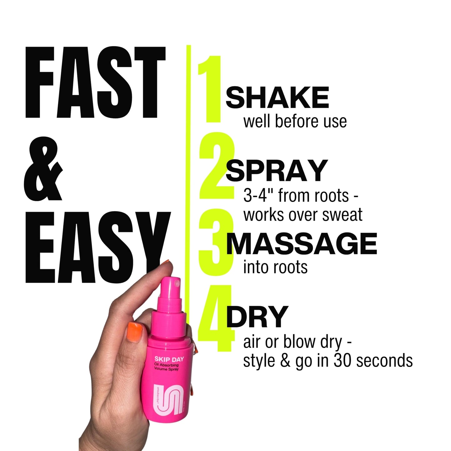 Unsubscribe Skip Day Oil Absorbing Volume Spray - Post-Workout Dry Shampoo Alternative for Women - Oily and Fine Hair - Hair Refresher Spray - Adds Weightless Volume - No White Residue - 1.75 fl oz