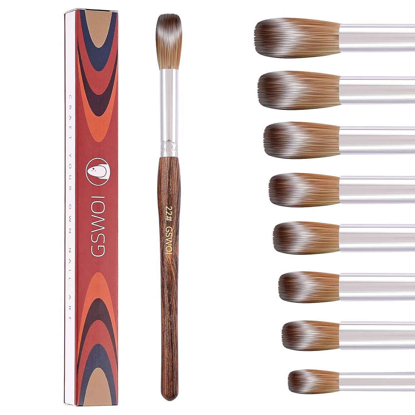 Kolinsky Acrylic Brush Size 22 - Professional Nail Application Tool with Wood Handle for Salons & DIY