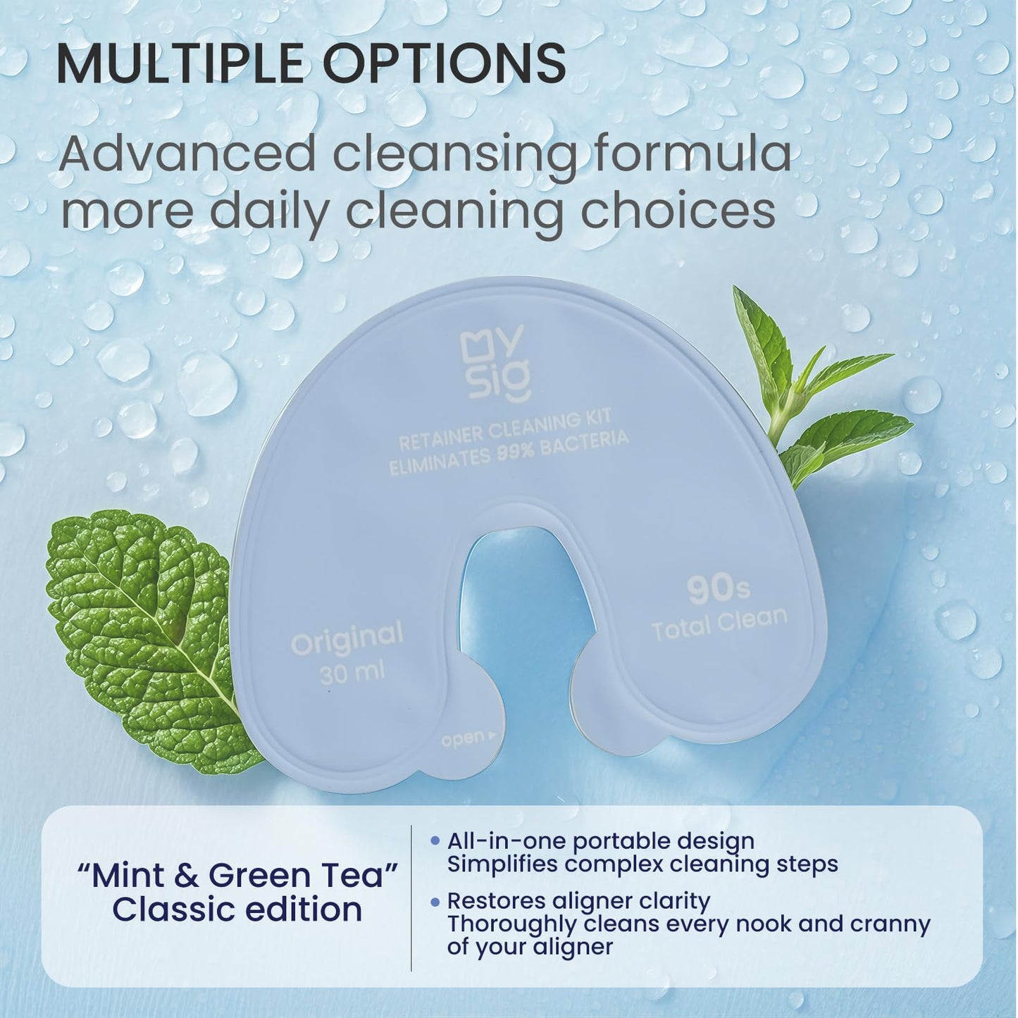 Mysig Retainer Cleaning Solution Value Pack with Accessory, 4-Month Supply(48pcs) — 90-Second Portable Cleaner, Complements Ultrasonic Cleaning, Fresh Mint Scent