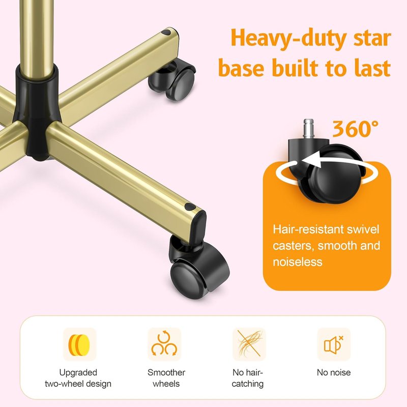 Premium Aluminum Tattoo Tray on Wheels - Adjustable Rolling Hairdresser Cart | Bronze Color