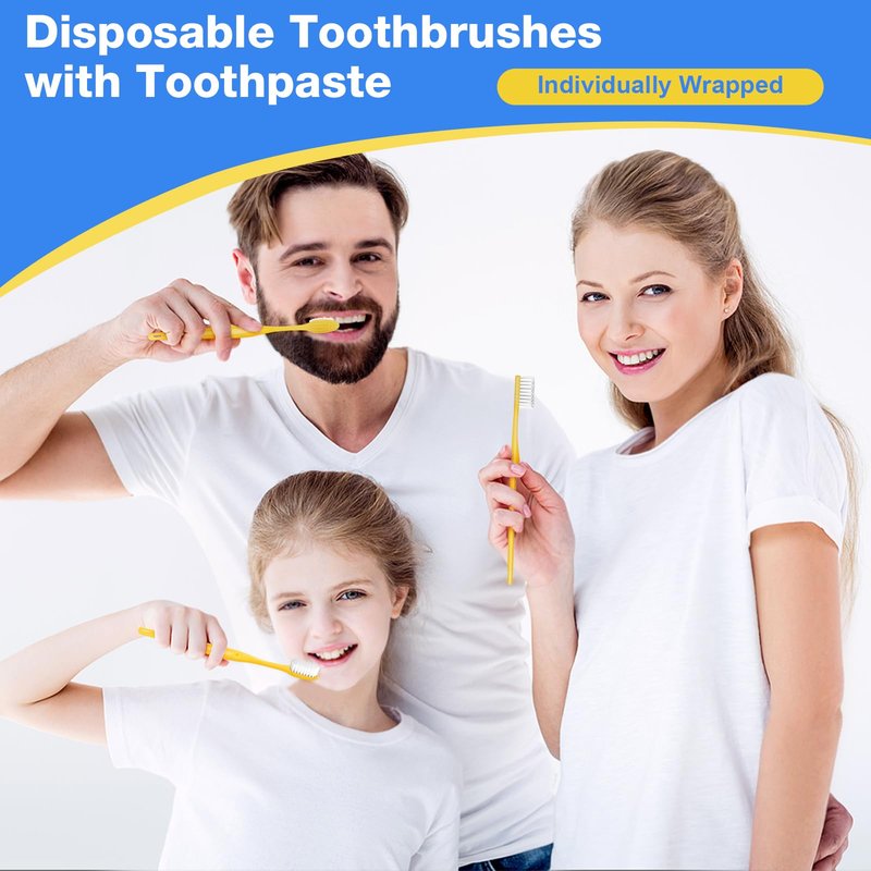 MAGDIY Disposable Toothbrushes with Toothpaste 100 Pack, Travel Size Toothbrush and Toothpaste Set, Bulk Tooth Brush Tooth Paste Kit, Individually Wrapped Travel Toiletries for Homeless, Hotel