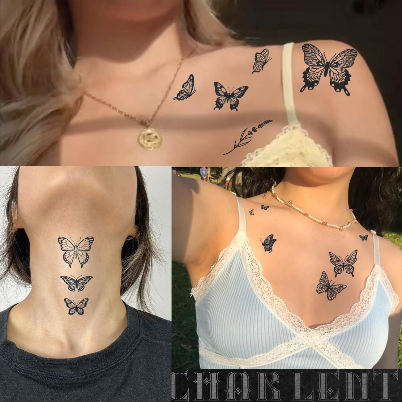 Butterfly Semi-Permanent Tattoos for Women | Realistic Body Art - 2 Weeks Long-Lasting, Waterproof Design