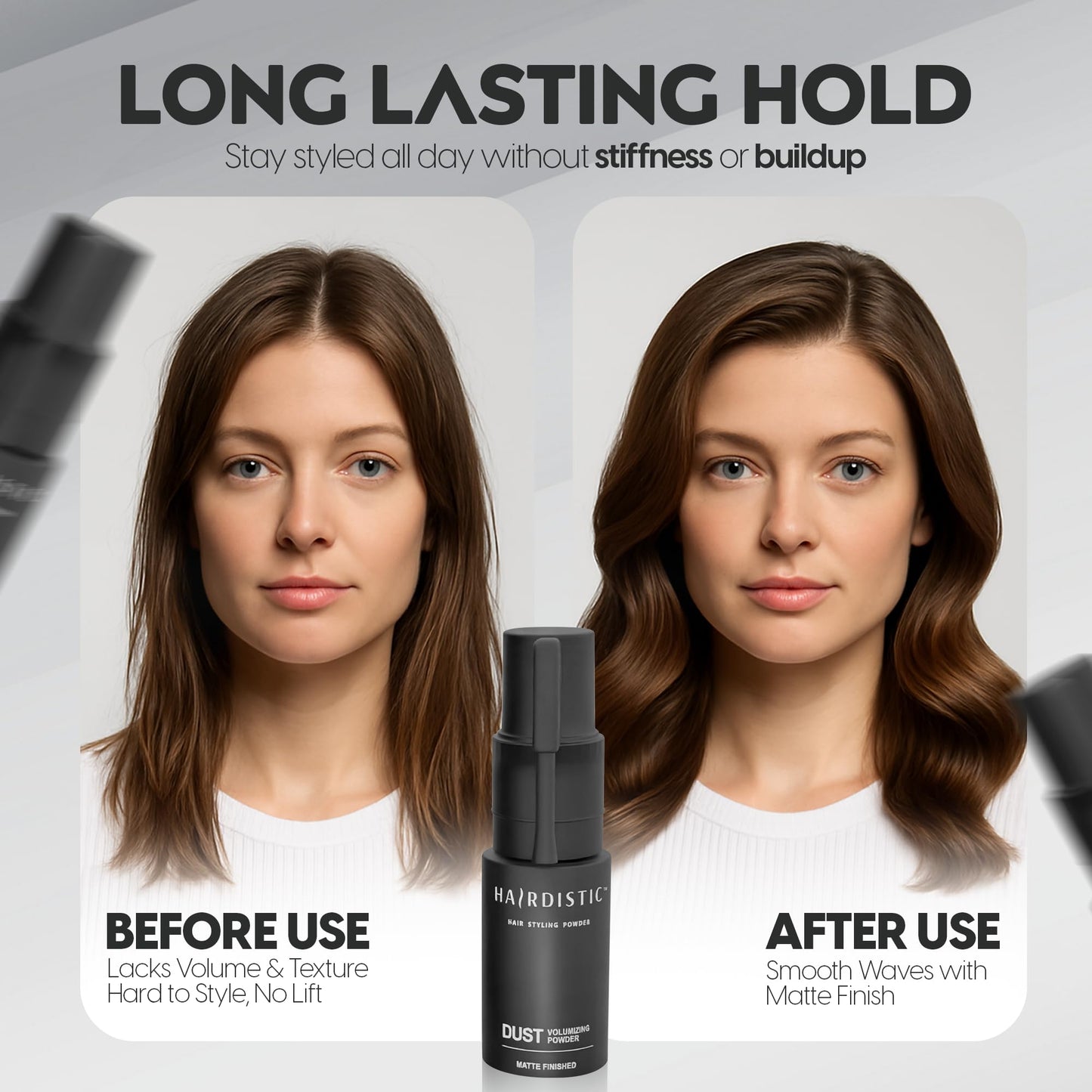 HAIRDISTIC Hair Volumizing Powder for Root Lift - Texturizing Styling Powder, Paraben & Sulfate Free, Matte Finish, Men & Women, All Hair Types, 4.5g