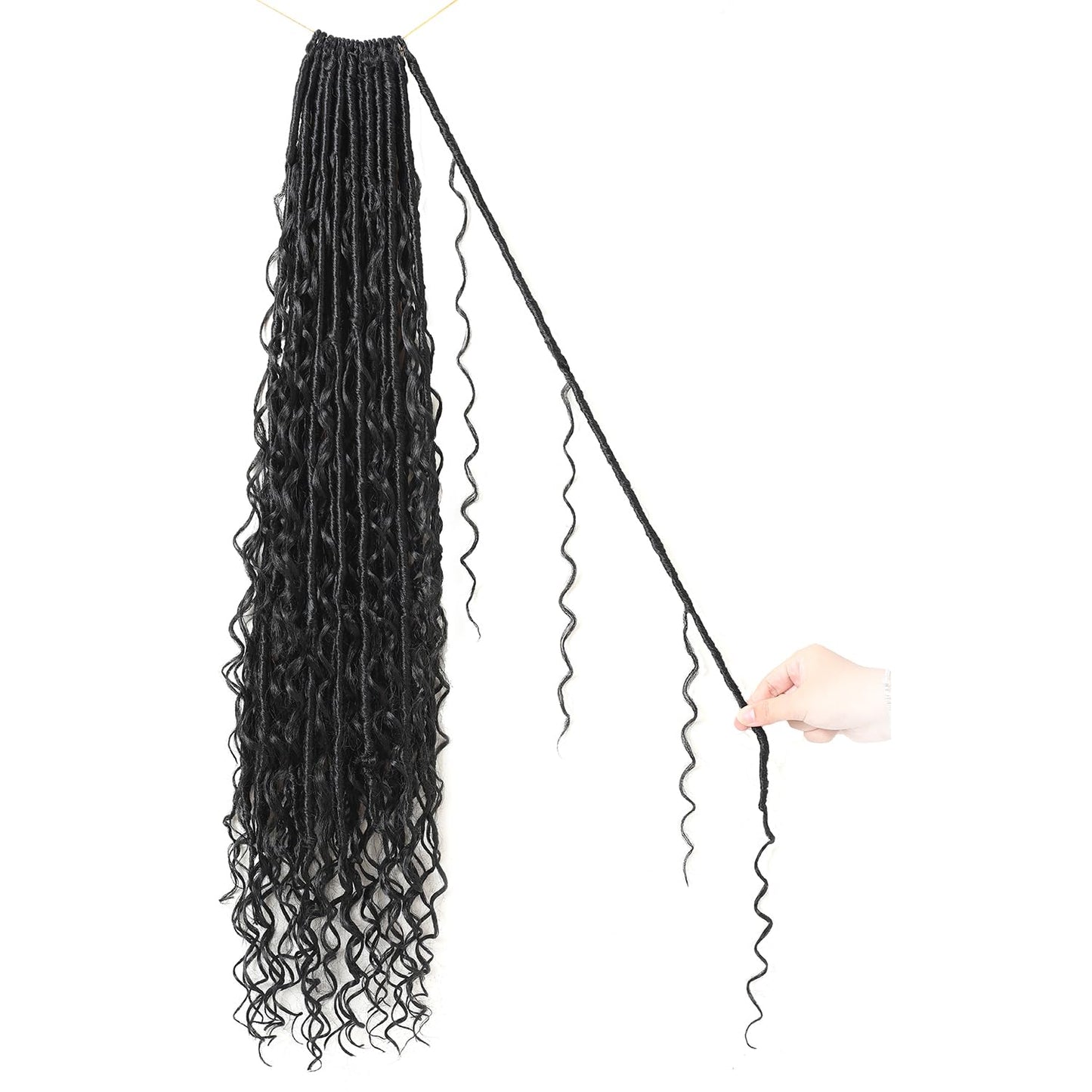 9 packs Boho Faux Locs Crochet Hair, 30 Inch, Natural Black Pre Looped Goddess Soft Locs Crochet Hair with Curly Ends, Bohemian River Locs for Black Women(1B#, 30 Inch)