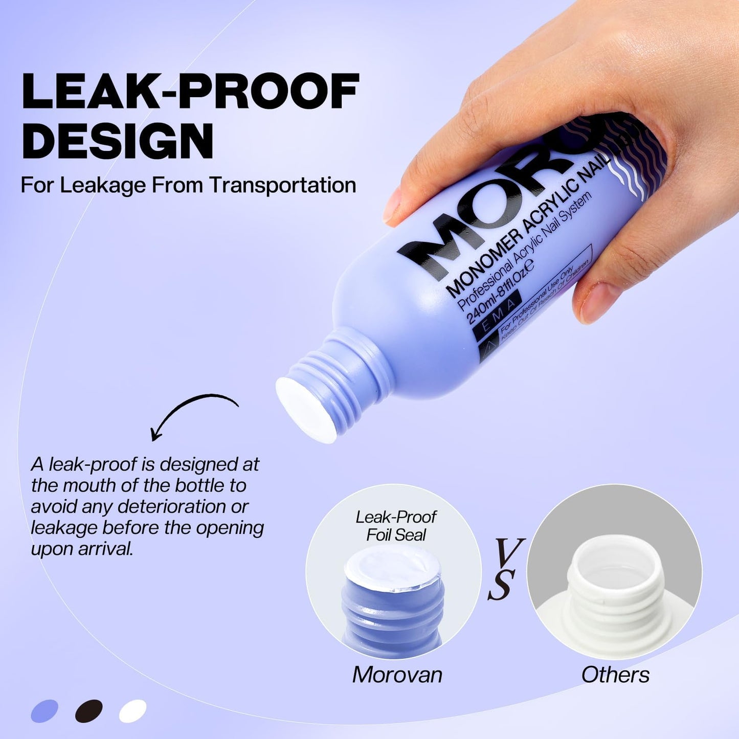 Morovan Monomer Acrylic Nail Liquid 8oz for Acrylic Powder - Professional Monomer Acrylic Nail Liquid For Acrylic Nail Extension Non-Yellowing MMA-Free