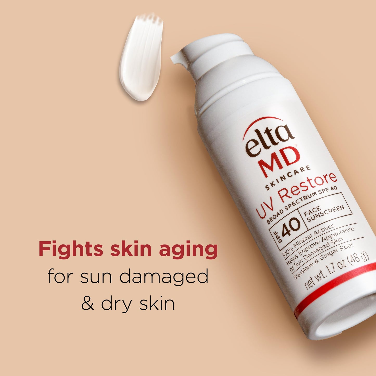EltaMD UV Restore Face Sunscreen,SPF 40,Mineral Sunscreen for Sun Damaged Skin Repair,Anti-Aging Zinc Oxide Moisturizer Formula for Face,1.7 oz,(Pack of 2)