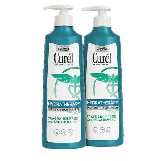 Curel Fragrance Free Itch Defense In Shower Lotion for Sensitive and Dry Skin, Hydra Therapy Body Lotion with Vitamin E, Fast-Absorbing Ceramide Moisturizer, Body Care, 12 Oz (Pack of 2)