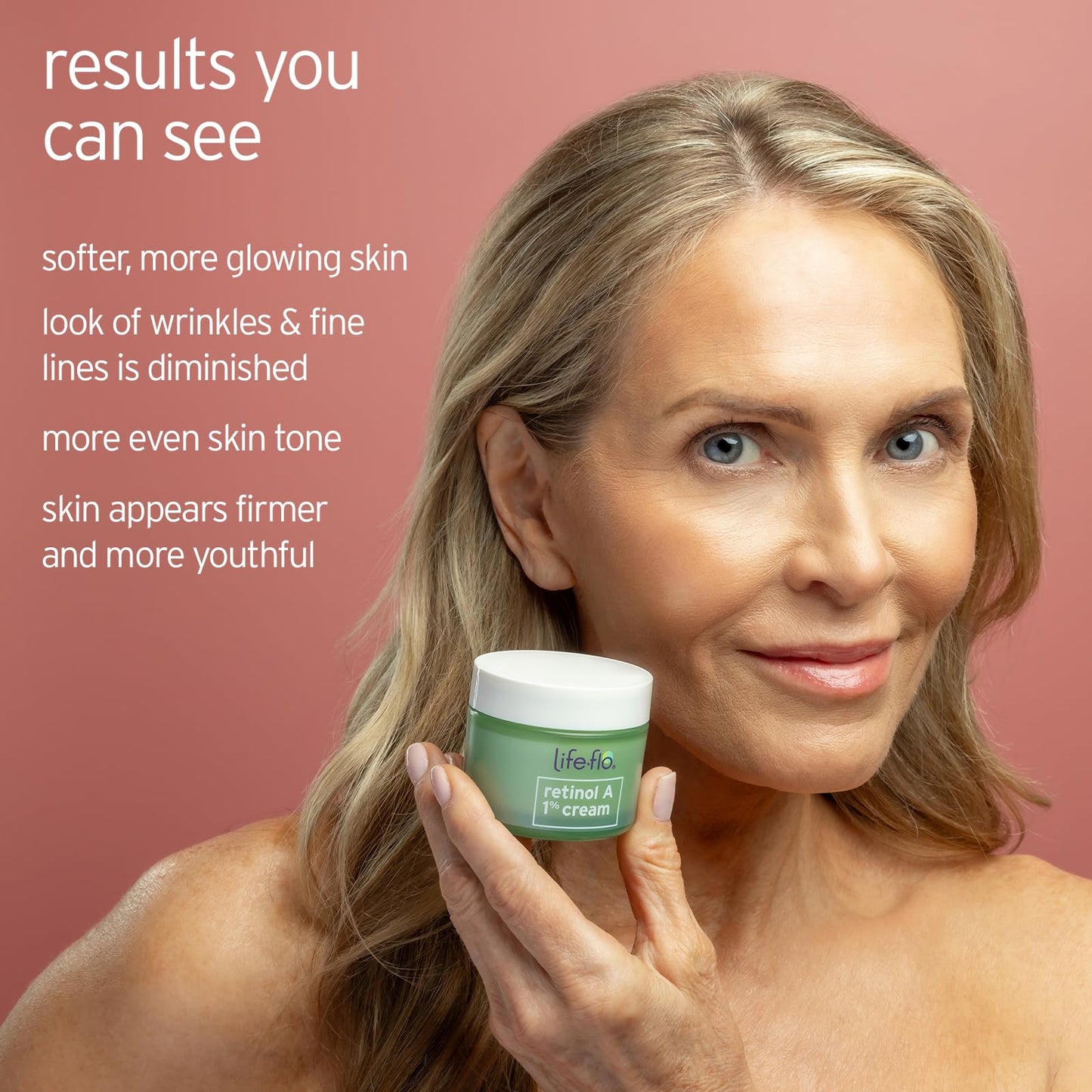LIFE-FLO Retinol Face Cream - Face Moisturizer and Neck Cream w/ 1% Retinol Vitamin A, Green Tea and Vitamin E - Refines Skin, Minimizes Appearance of Fine Lines and Wrinkles, 60-Day Guarantee 1.7oz