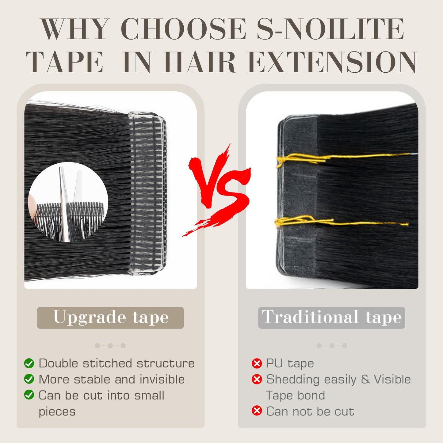S-noilite Tape in Hair Extensions Human Hair,18 inch Upgraded Double Needle Human Hair Tape in Extensions Seamless Invisible Tape in Hair Extensions Human Hair 50g 20pcs(#1 Jet Black)