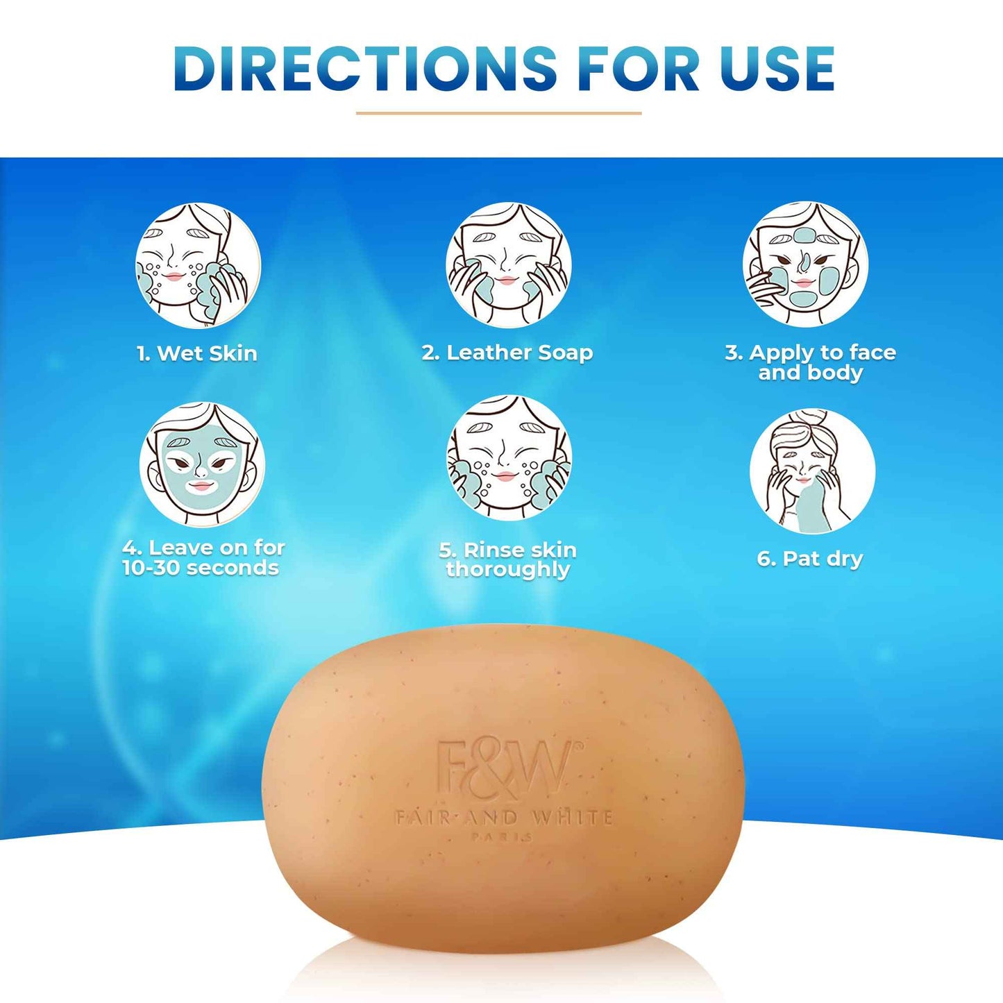 FAIR & WHITE Glutathione Exfoliating Soap 7 oz / 200g - Highly Effective to Brighten Skin Complexion and to Reduce Acne Spots, Wrinkles, with Vitamin C