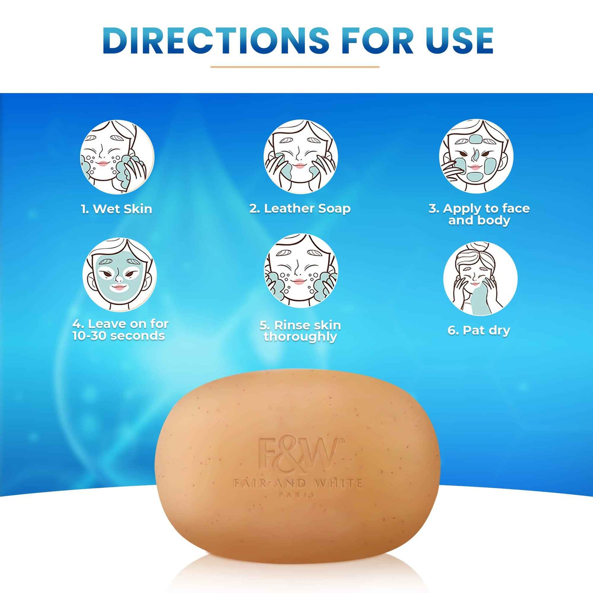 FAIR & WHITE Glutathione Exfoliating Soap 7 oz / 200g - Highly Effective to Brighten Skin Complexion and to Reduce Acne Spots, Wrinkles, with Vitamin C