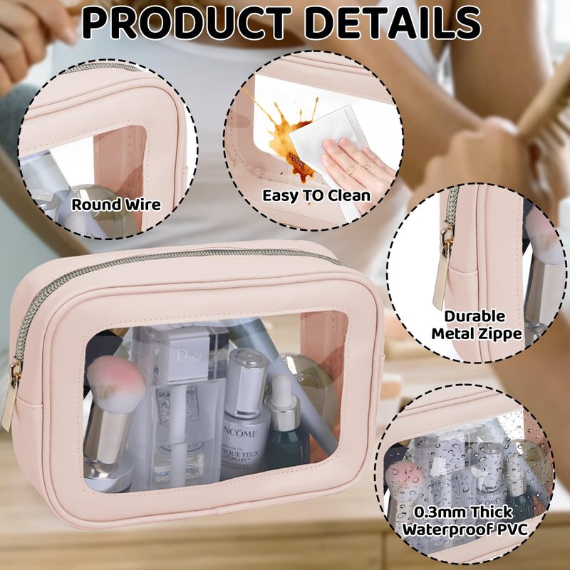 8 Pcs TSA Approved Toiletry Bags Clear Toiletry Bag Diaper Bag Organizer Pouch Set PVC Makeup Pouch with Zipper Waterproof Clear Cosmetic Storage for Travel Purse Organizer Women Men Mothers Day Gifts