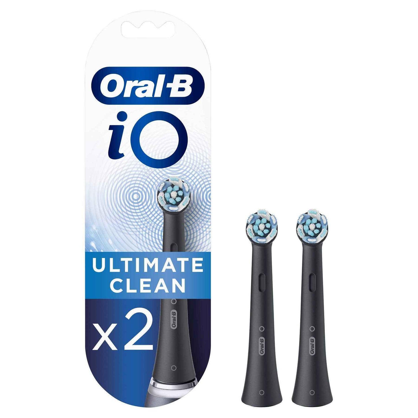 Oral-B iO Ultimate Clean Electric Toothbrush Head, Twisted & Angled Bristles for Deeper Plaque Removal, Pack of 2 Toothbrush Heads, Black