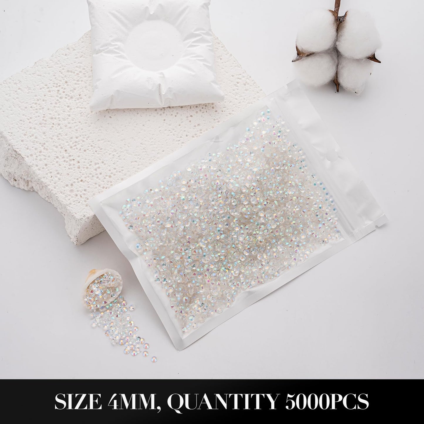 Transparents AB Rhinestones Bulk Flat Back Round 4mm，7000PCS Non-Hotfix Rhinestones for Crafts with Glue, Tweezers and Picker Pen for Makeup Nails Face Tumblers Clothes Shoes Handmade Decoration