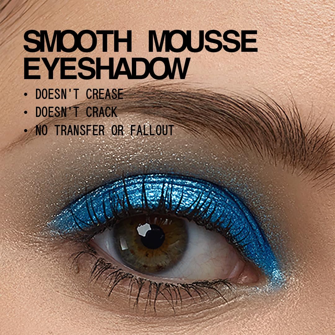 aboutface Fractal Glitter Eye Paint Above Santorini – Smudge-Proof, Long-Lasting Liquid Eyeshadow – Intense Sparkle with Mousse Texture – Vegan, Cruelty-Free – 0.13oz (Sapphire)